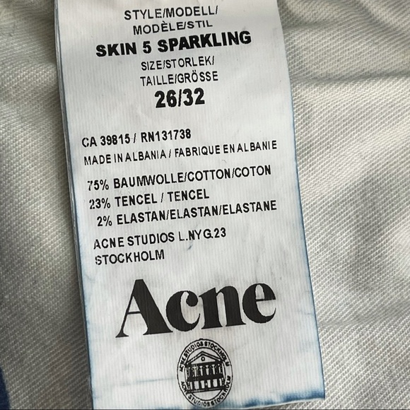 Acne Studios Jeans Womens 26 Mid Rise Skinny Leg Stretch Denim Classic Casual - Picture 10 of 10